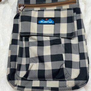 EUC Kavu Keeper Crossbody Bag - Black & White Checkered Buffalo Plaid